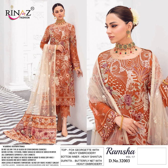 Rinaz Ramsha 17 Premium Fancy Latest Festive Wear Pakistani Salwar Suits Collection